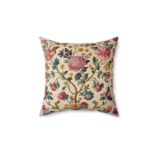 Flower Faux Suede Square Pillow