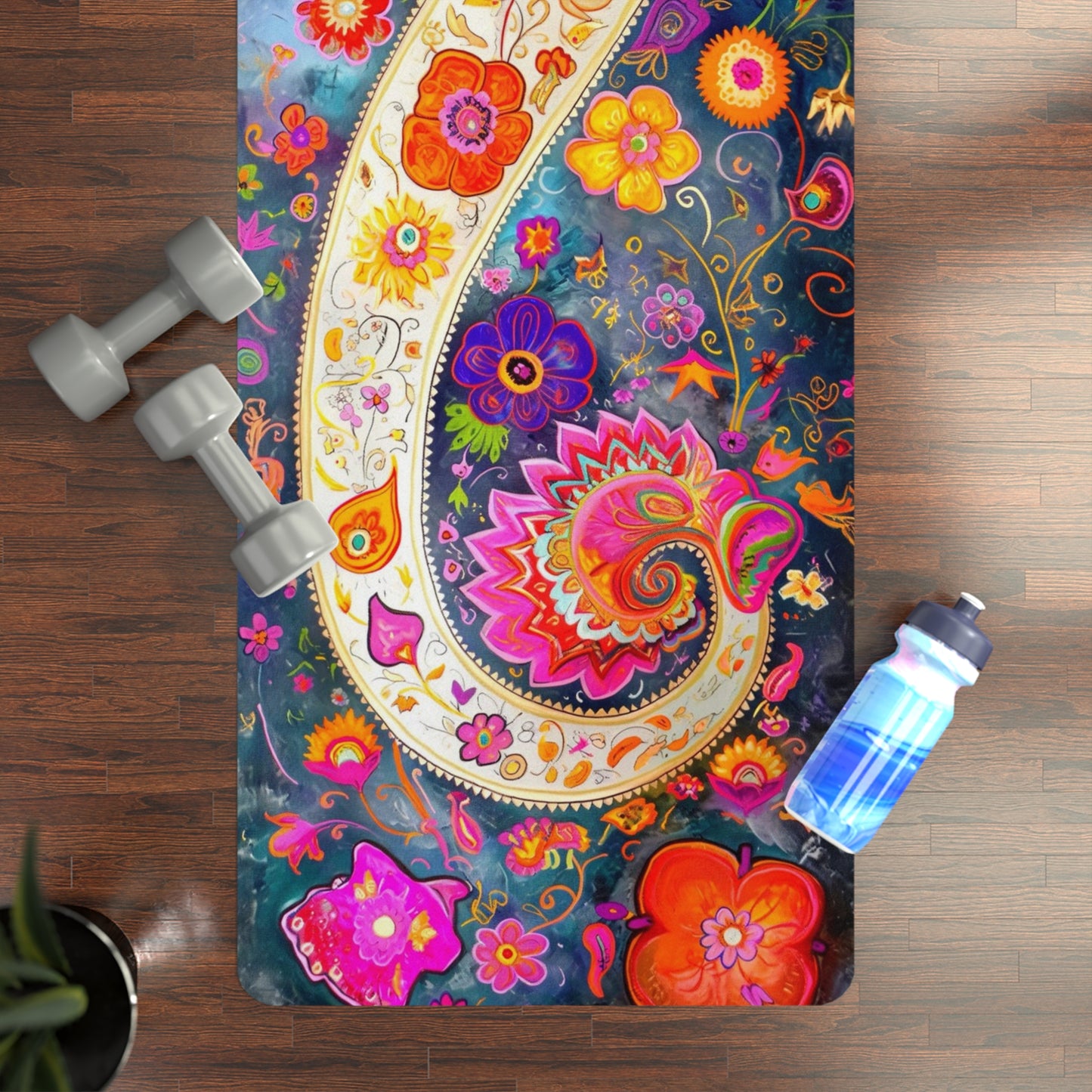 Rubber Yoga Mat - Floral2