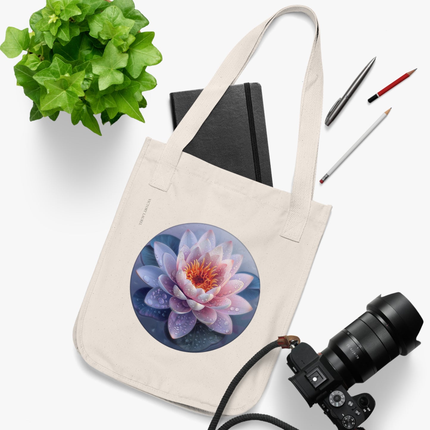 Organic Canvas Tote Bag-Lotus1