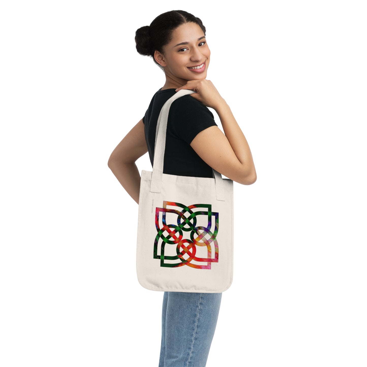 Organic Canvas Tote Bag Celtic Rose