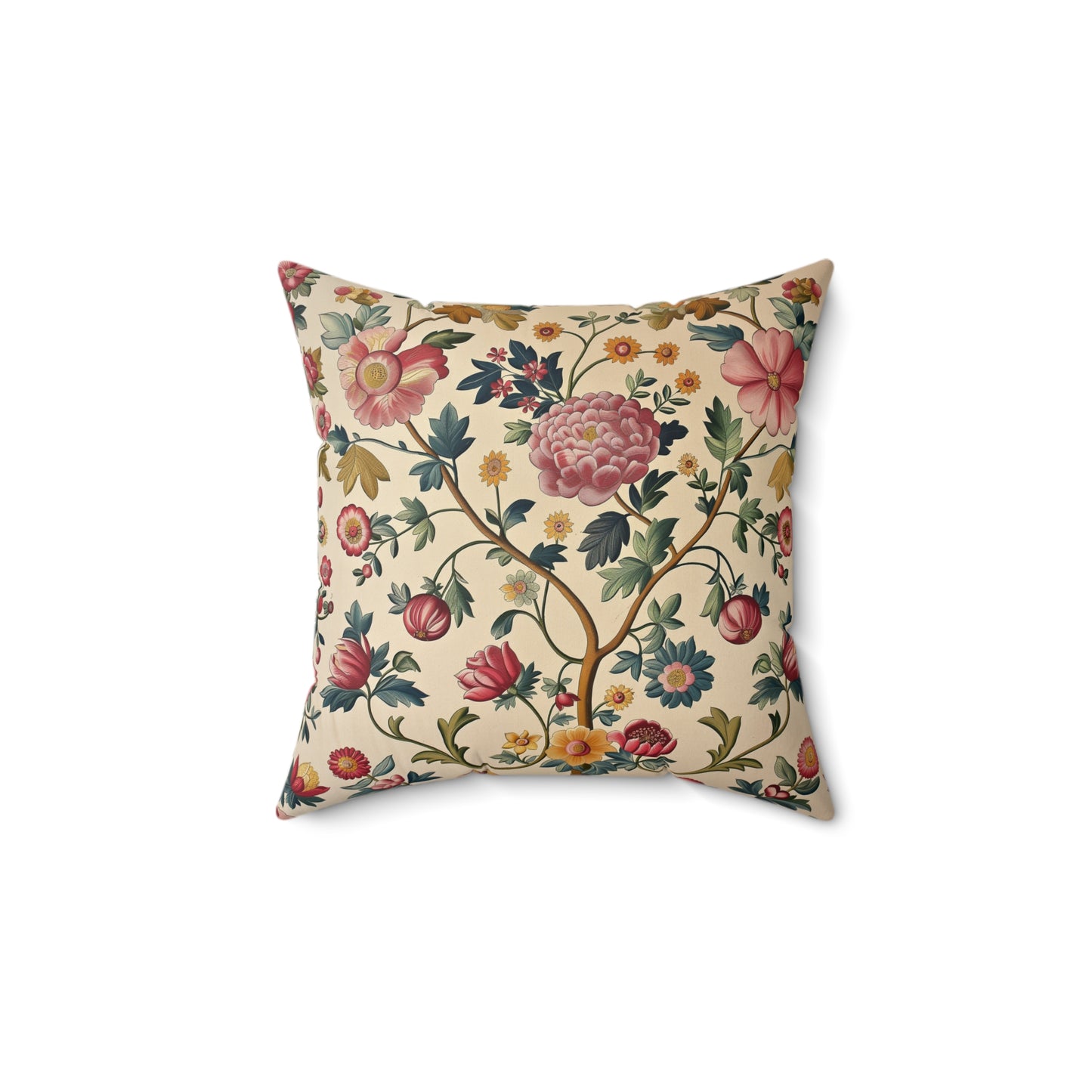 Flower Faux Suede Square Pillow