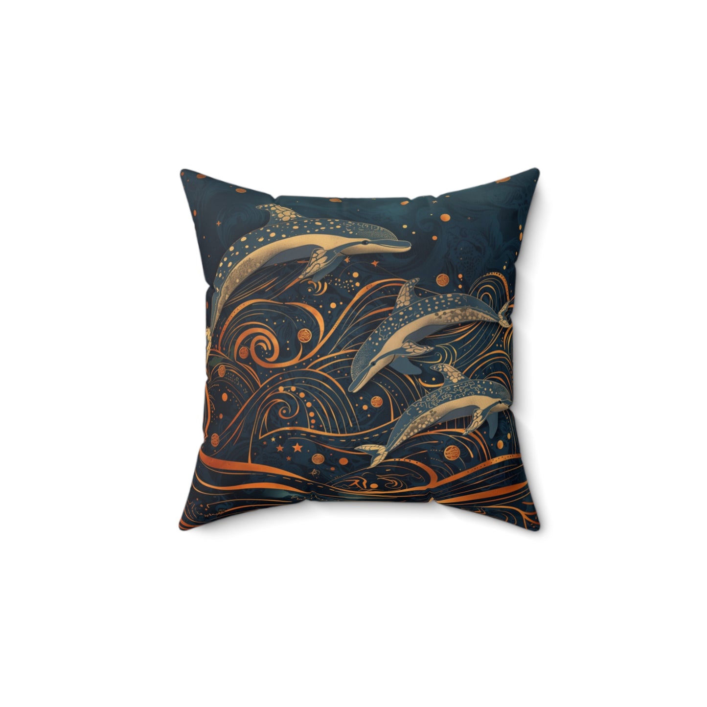 Faux Suede Square Pillow Dolphins