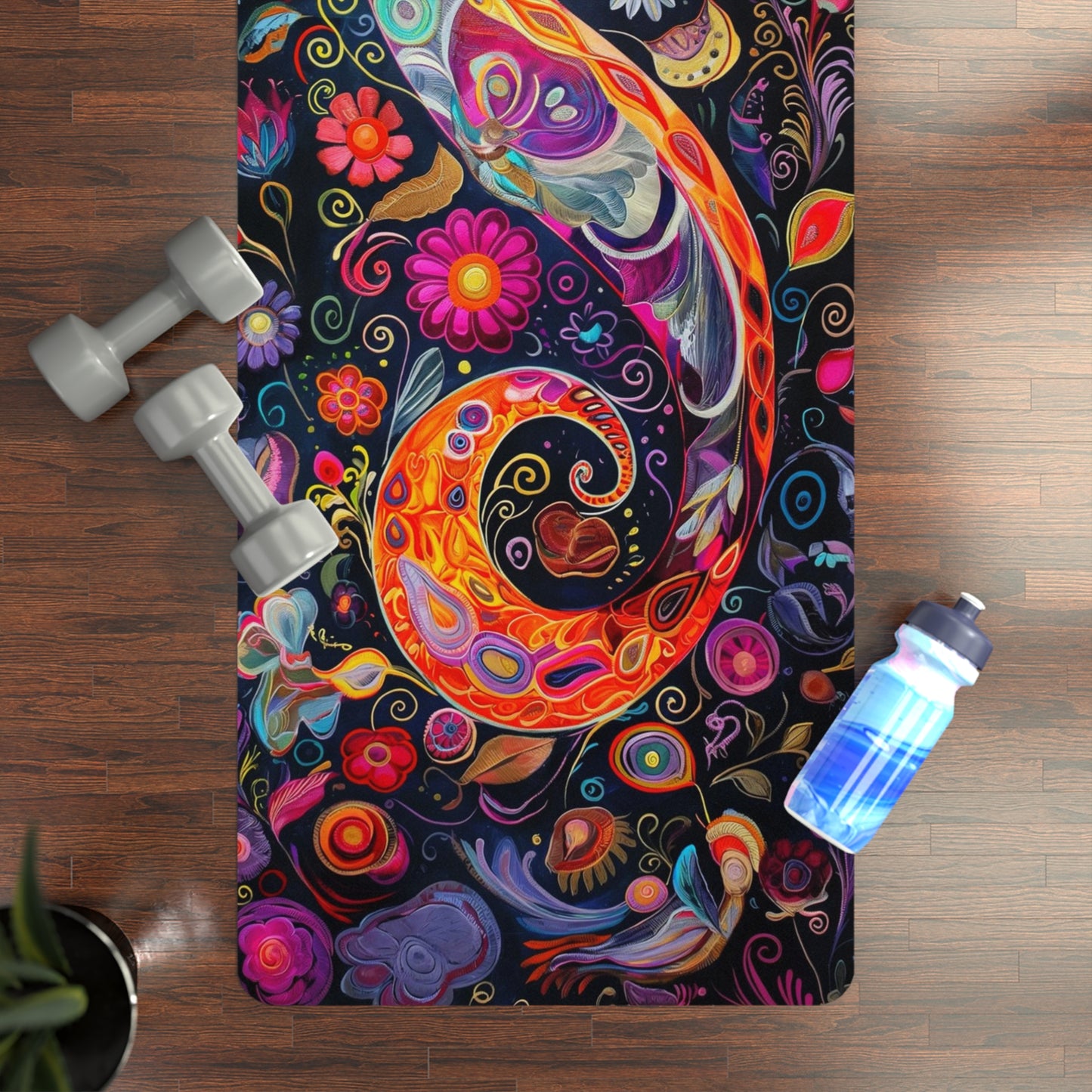 Rubber Yoga Mat - Floral1