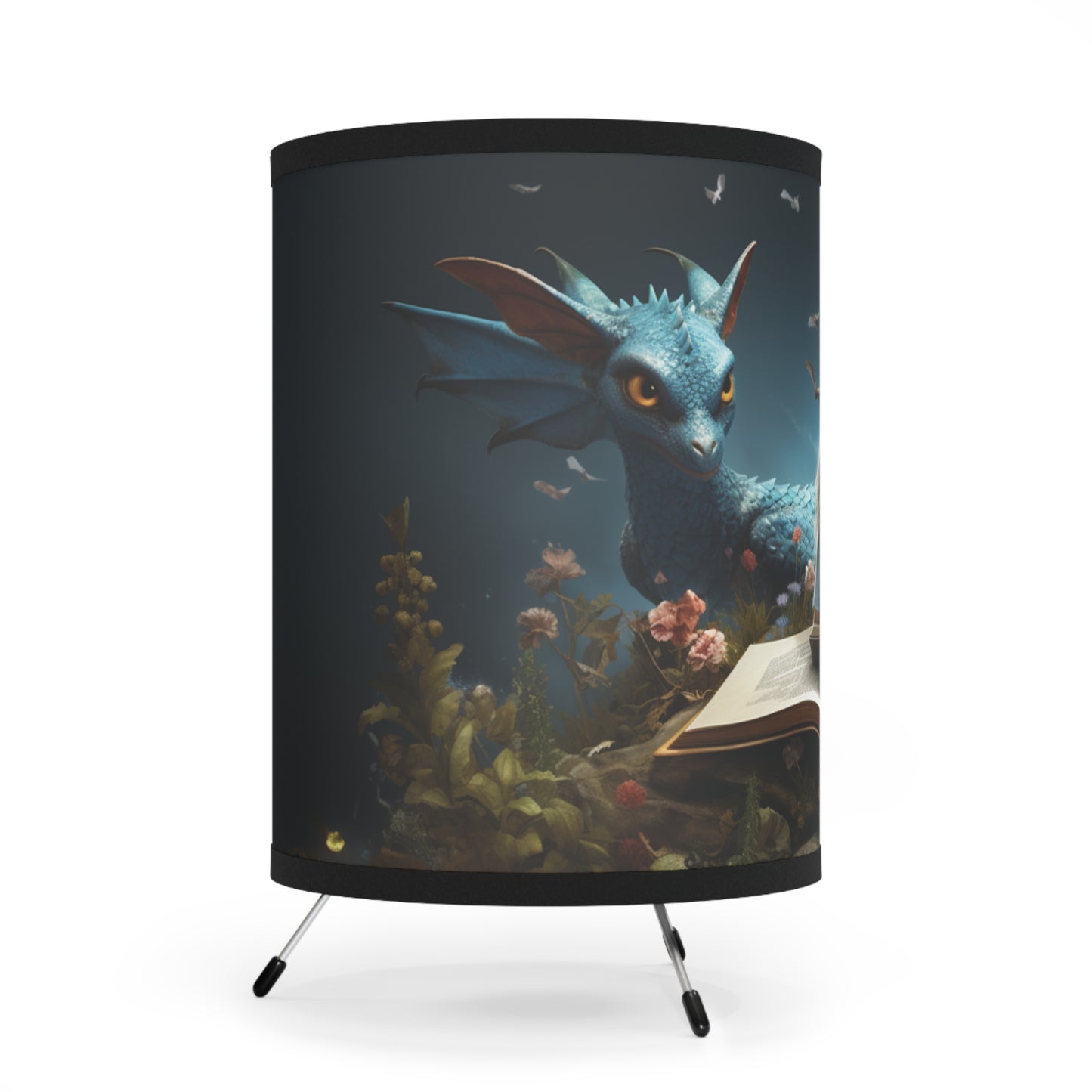 Girl and her Dragon Tripod Lamp with High-Res Printed Shade, US\CA plug