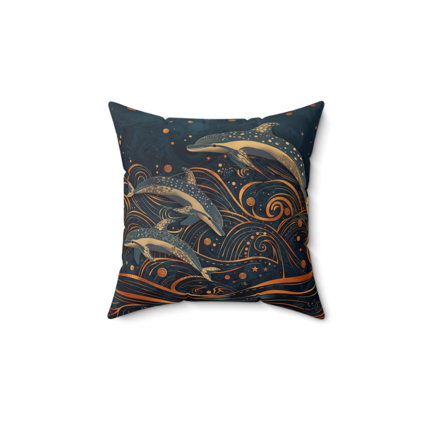 Faux Suede Square Pillow Dolphins