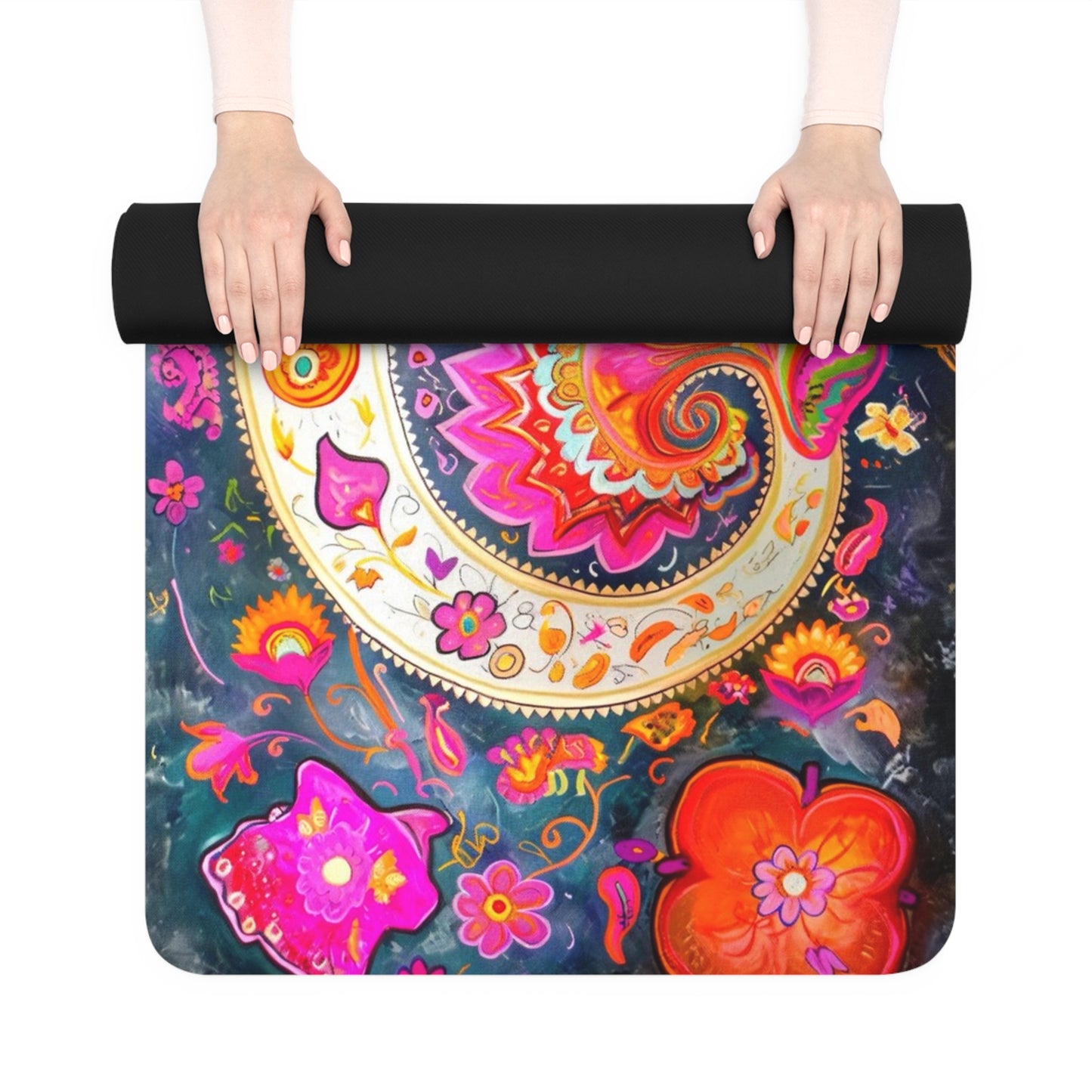 Rubber Yoga Mat - Floral2